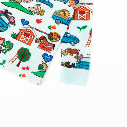 Farm Car and Animal Friends Life Kids Bamboo Two-Piece Pajama Set