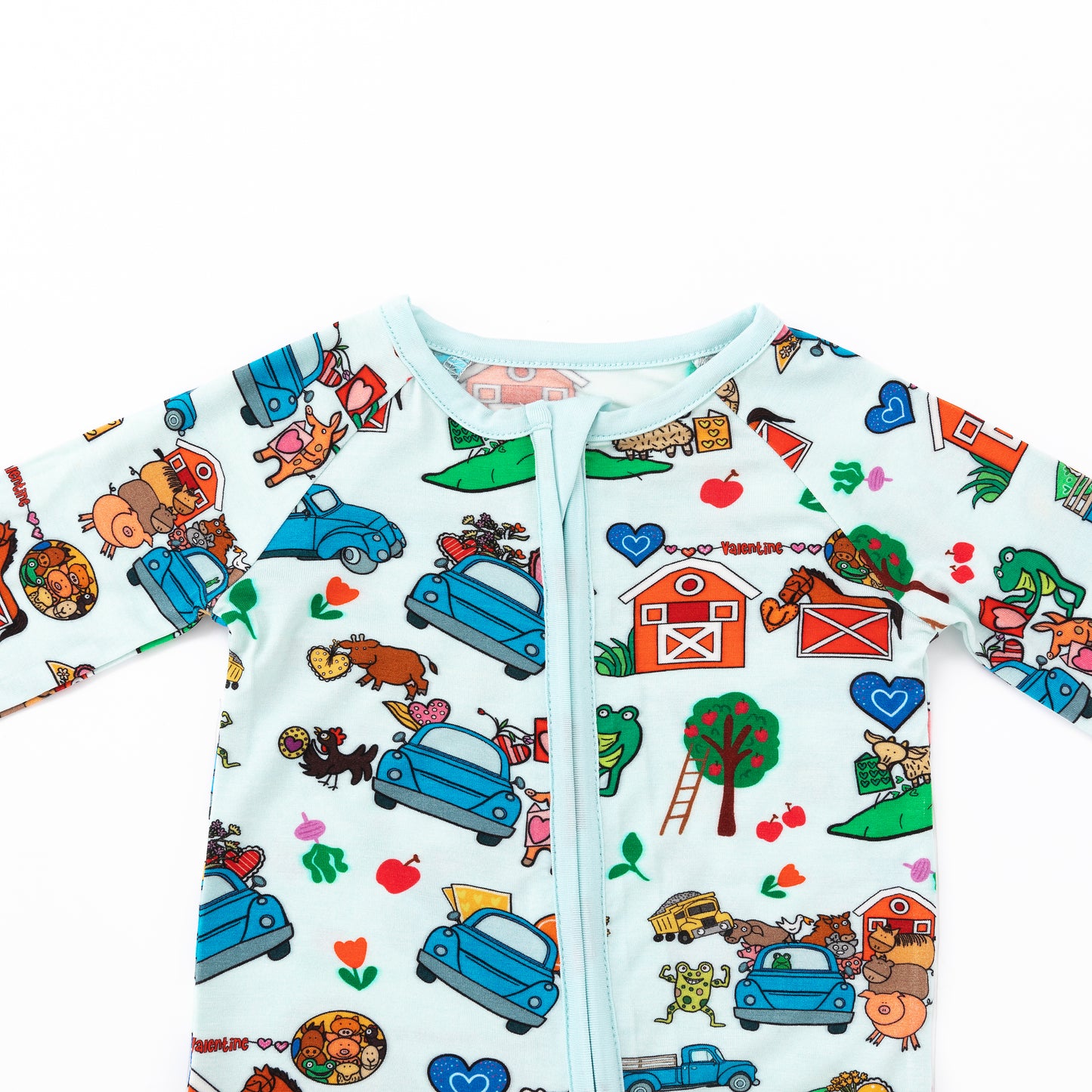 Farm Car and Animal Friends Life Bamboo Zipper Romper Pajamas