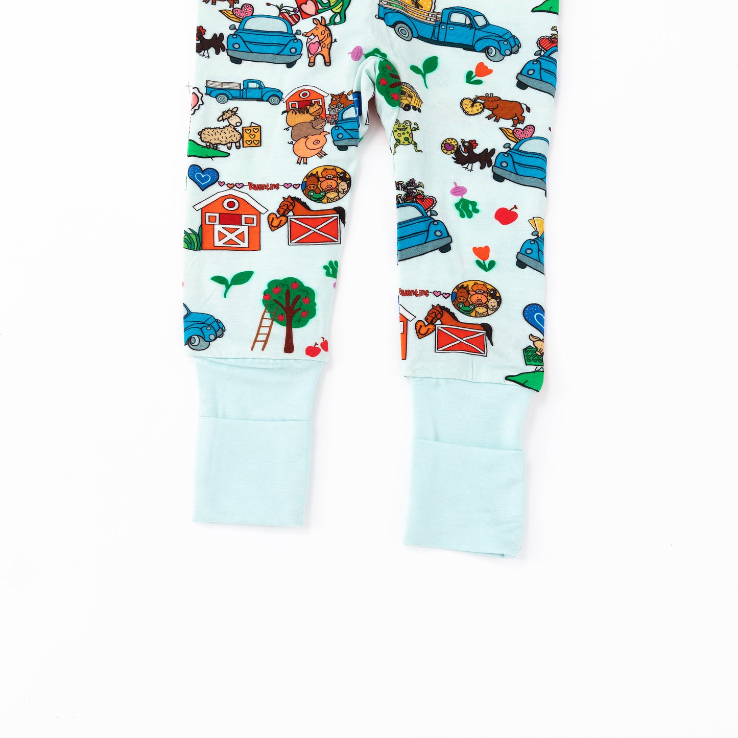 Farm Car and Animal Friends Life Bamboo Zipper Romper Pajamas