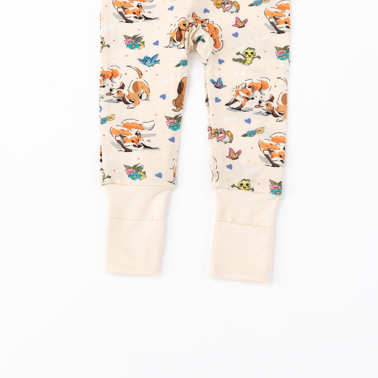 Playful Pups Foxs and Butterflies Bamboo Zipper Romper Pajamas