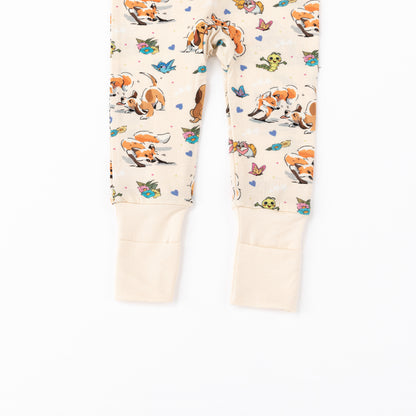 Playful Pups Foxs and Butterflies Bamboo Zipper Romper Pajamas