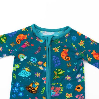 Spring Magic Garden Bamboo Zipper Romper Pajamas