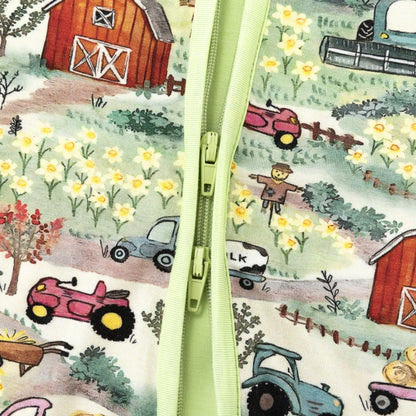 Farm Fun with Tractors and Cars Bamboo Zipper Romper Pajamas
