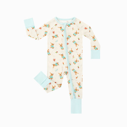 Easter Bunny and Spring  Garden Bamboo Zipper Romper Pajamas