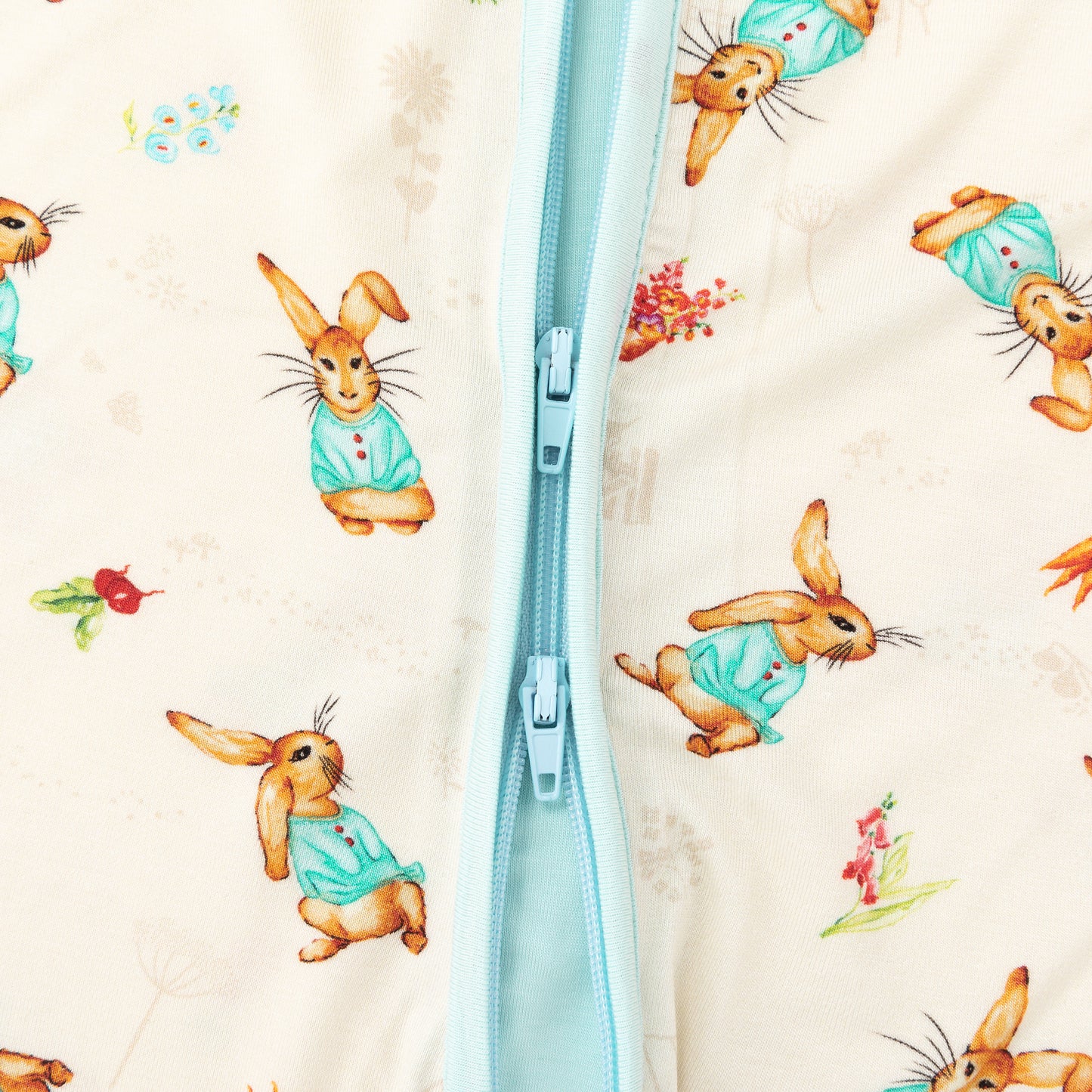 Easter Bunny and Spring  Garden Bamboo Zipper Romper Pajamas