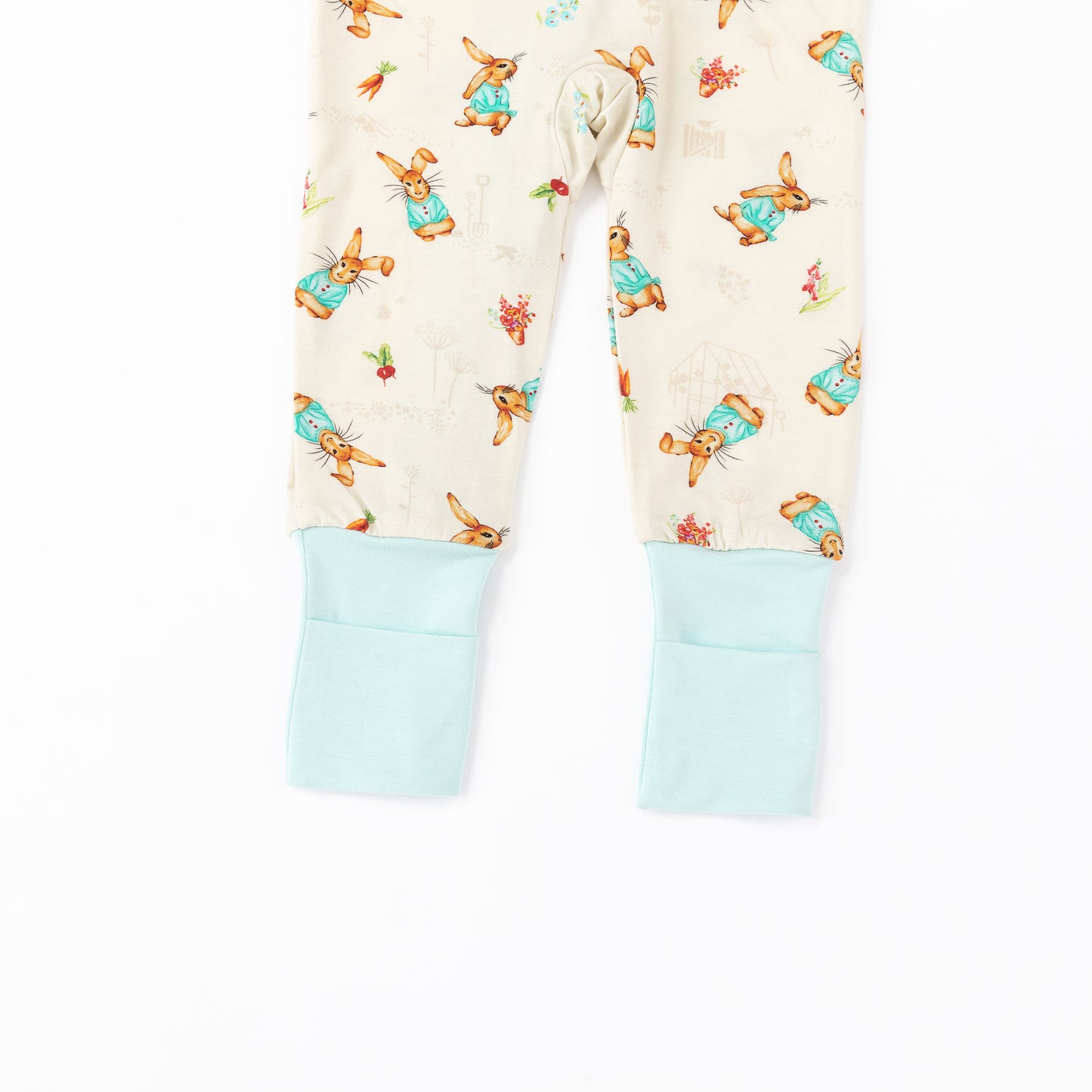 Easter Bunny and Spring  Garden Bamboo Zipper Romper Pajamas