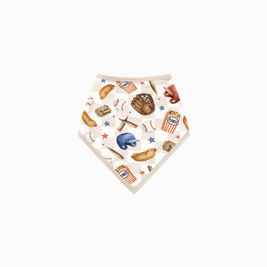 Khaki Plaid Baseball Snack Adventure Bamboo Baby Bib