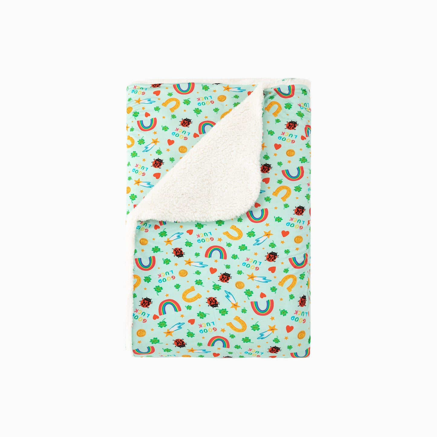 Good Luck Rainbow and Ladybug Bamboo Blanket