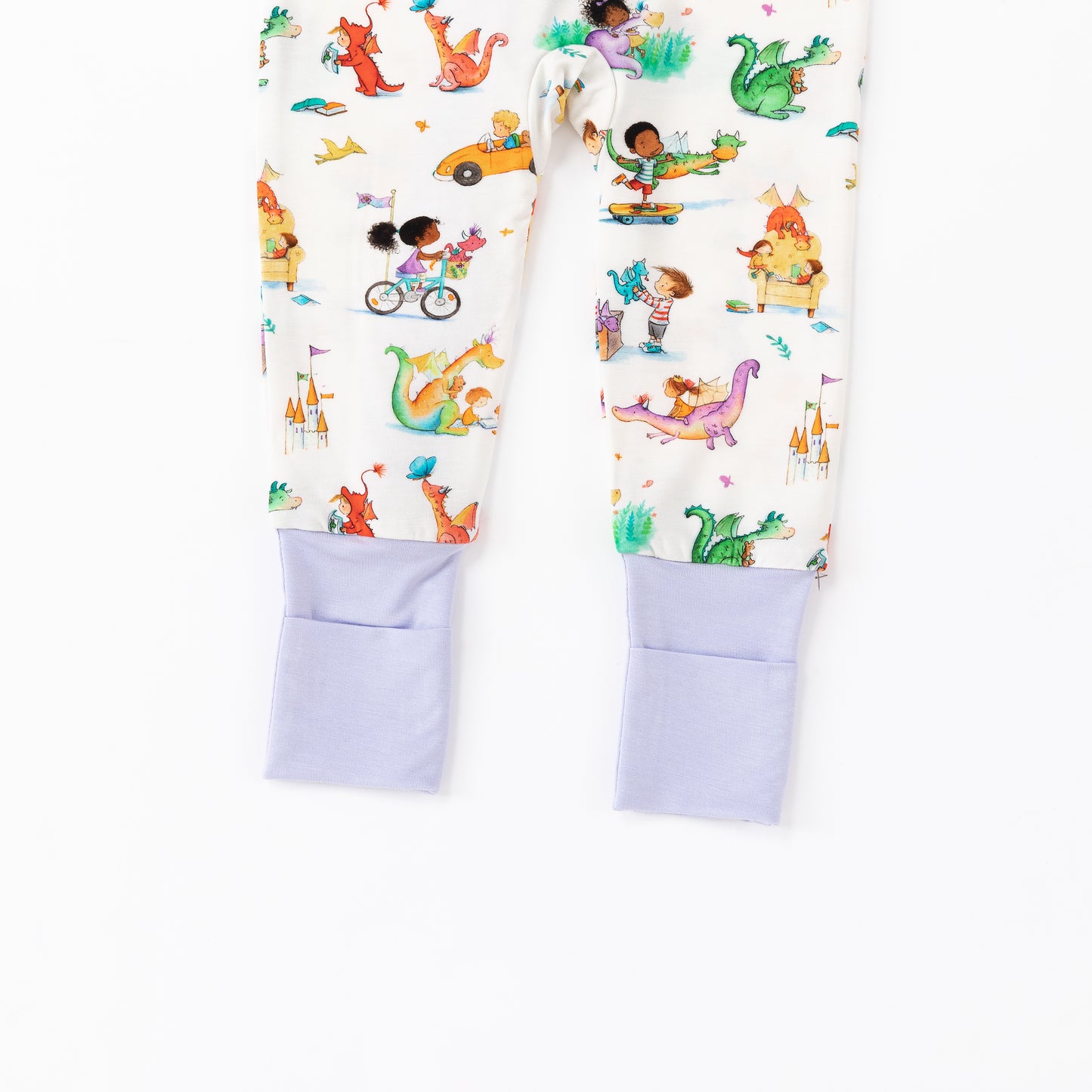 Whimsy Wild Dragons and Cars Bamboo Zipper Romper Pajamas
