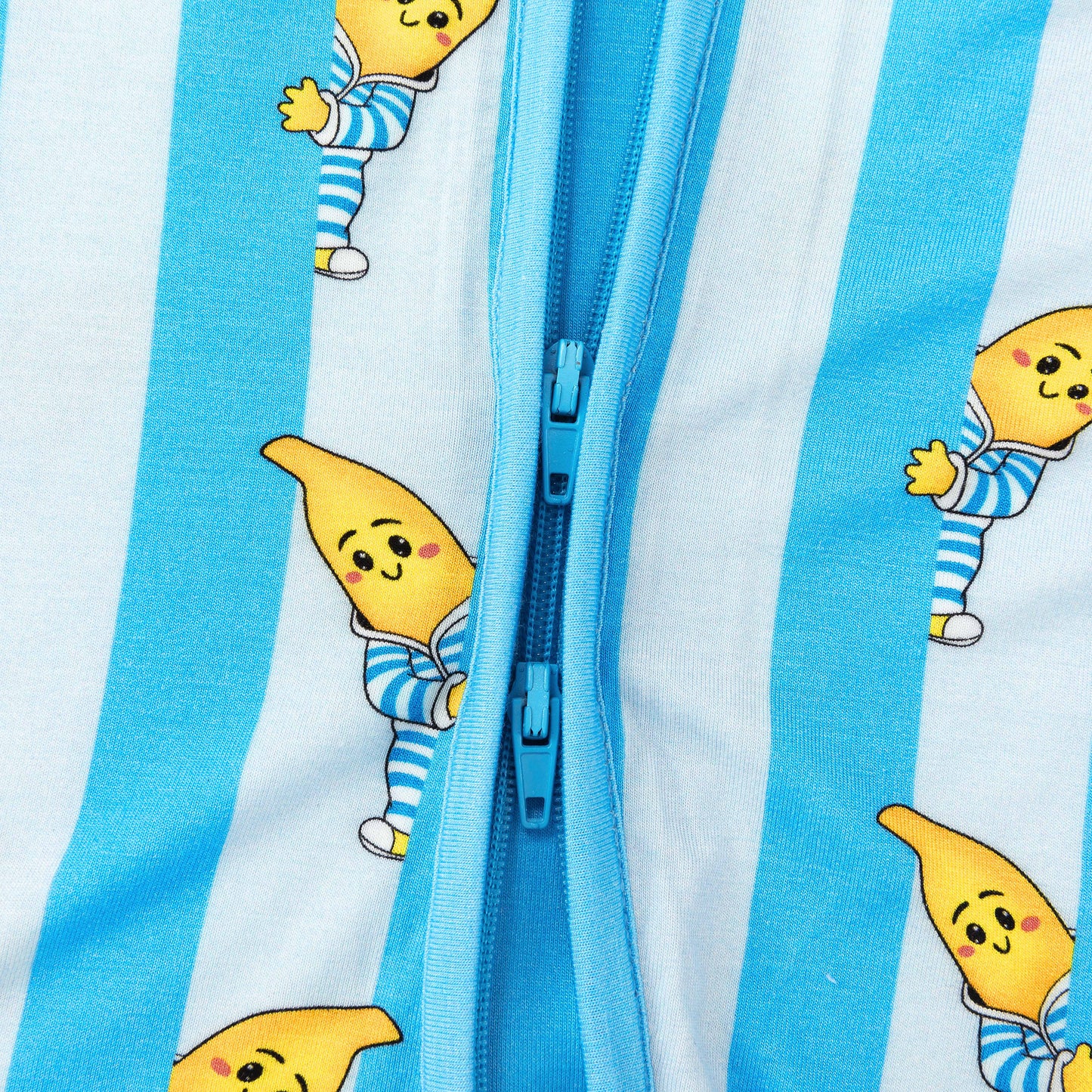 Blue Stripe Banana Friends Bamboo Zipper Romper Pajamas