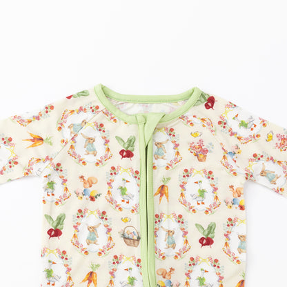 Easter Garden Bunny with Carrots Bamboo Zipper Romper Pajamas