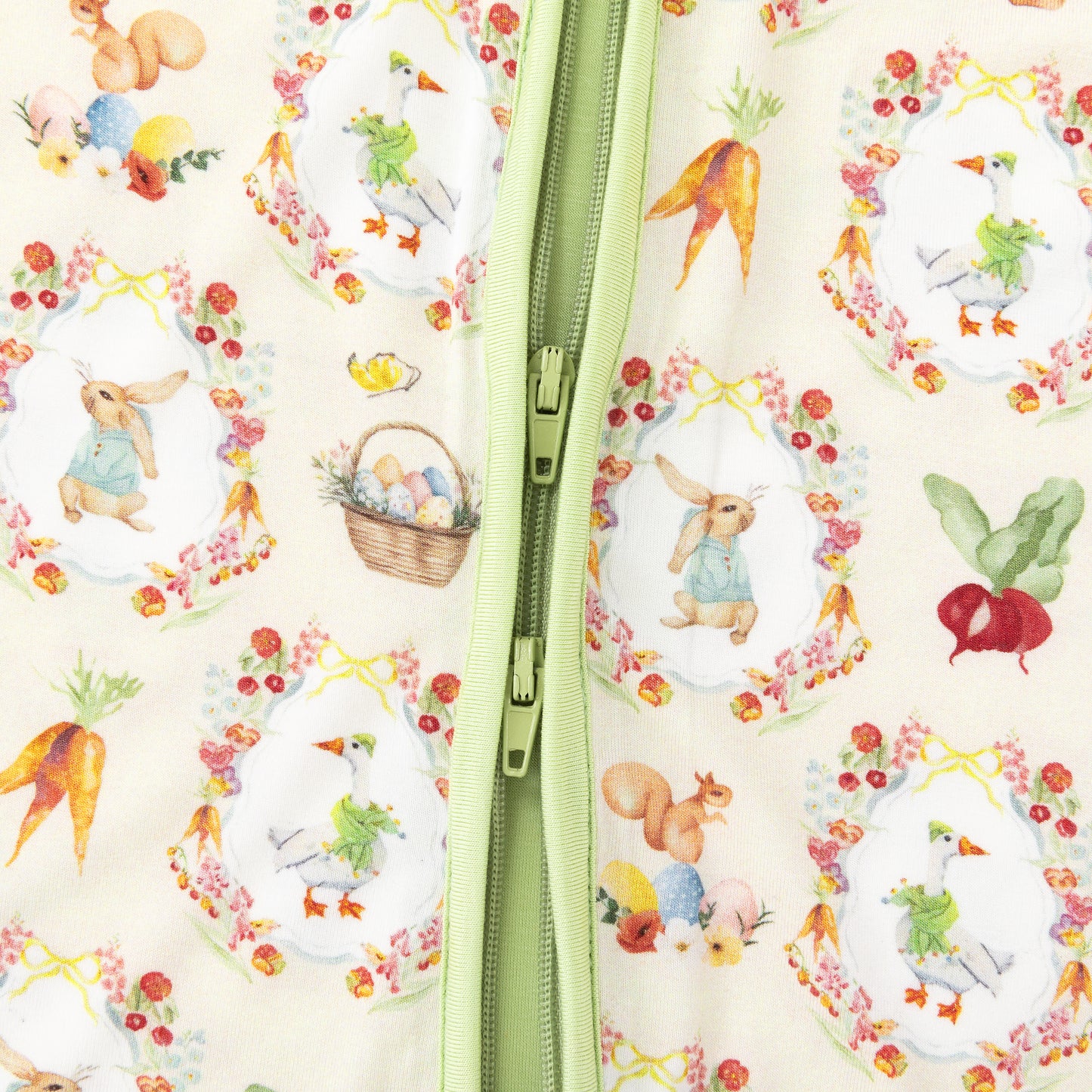 Easter Garden Bunny with Carrots Bamboo Zipper Romper Pajamas