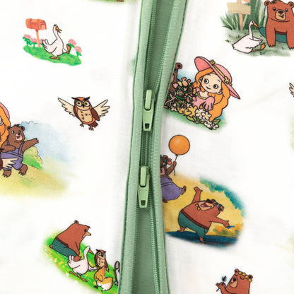 Sweet Forest Friends and Garden Bamboo Zipper Romper Pajamas