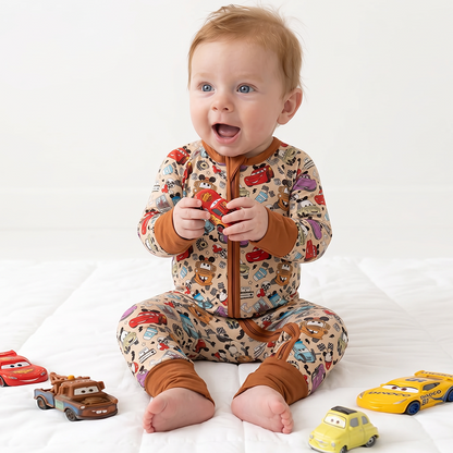 Car Club Bamboo Zipper Romper Pajamas