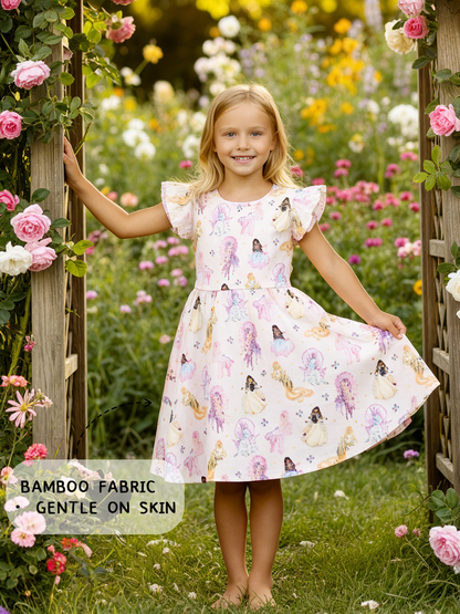 Fairytale Princess Magic Pink Kids Bamboo Short Sleeves Dress