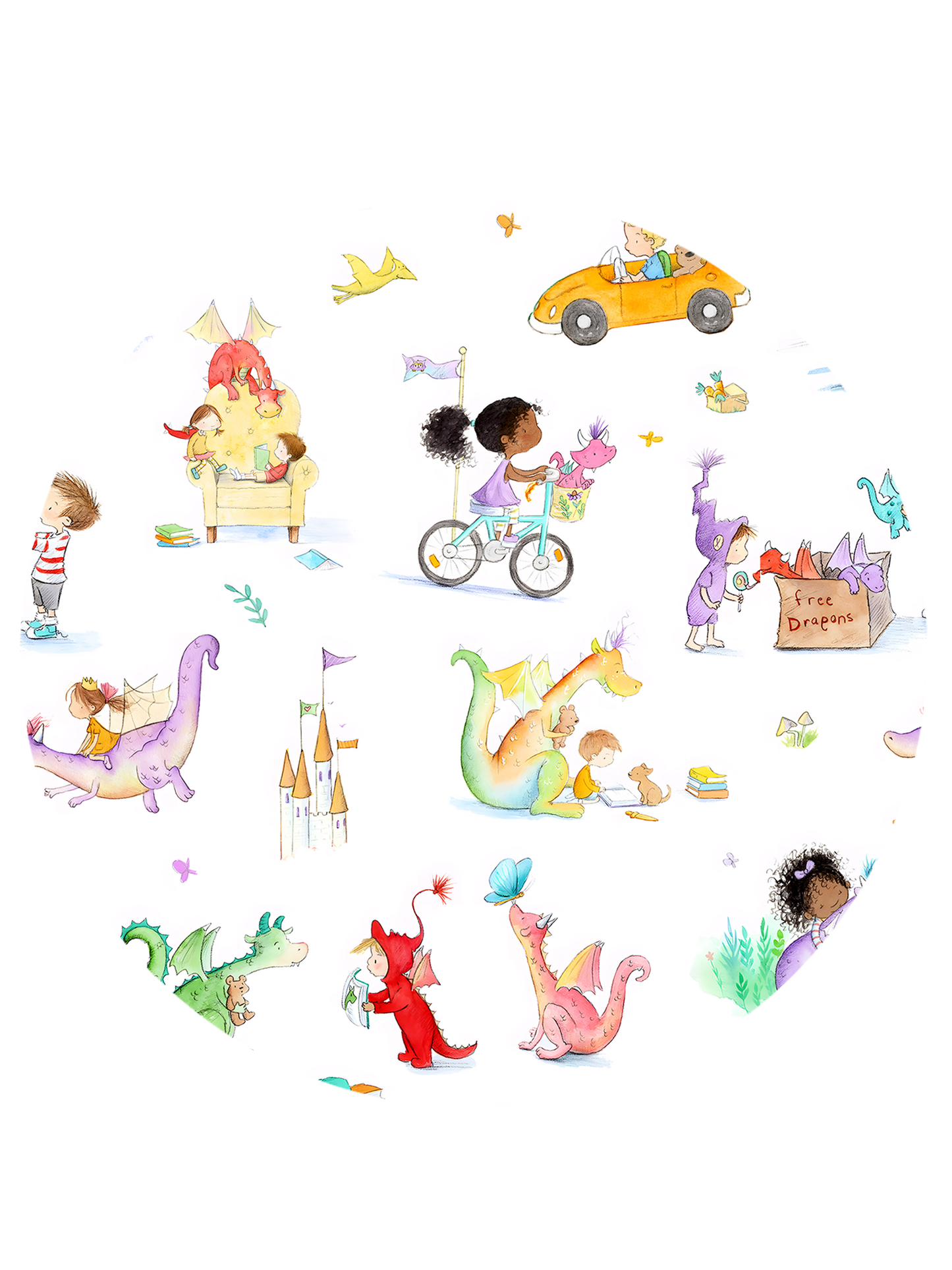 Whimsy Wild Dragons and Cars Bamboo Zipper Romper Pajamas