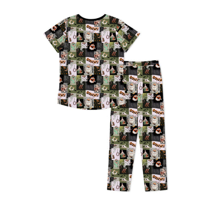 Halloween Western Cowboy Patchwork Print Bamboo Womens Pajamas Set bamboo clothing design - baby apparel bamboo clothing with custom design - baby wear front view