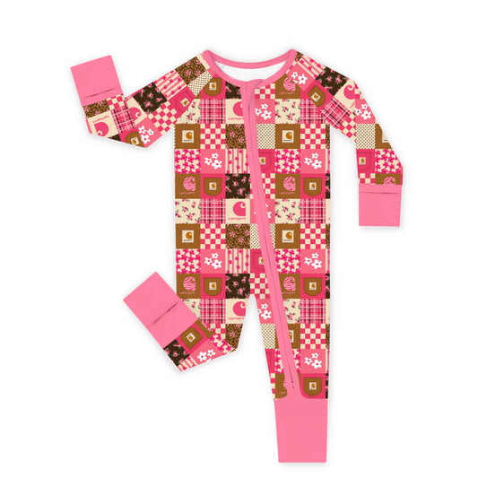 Sweet Utility Blossom Bamboo Zipper Romper Pajamas