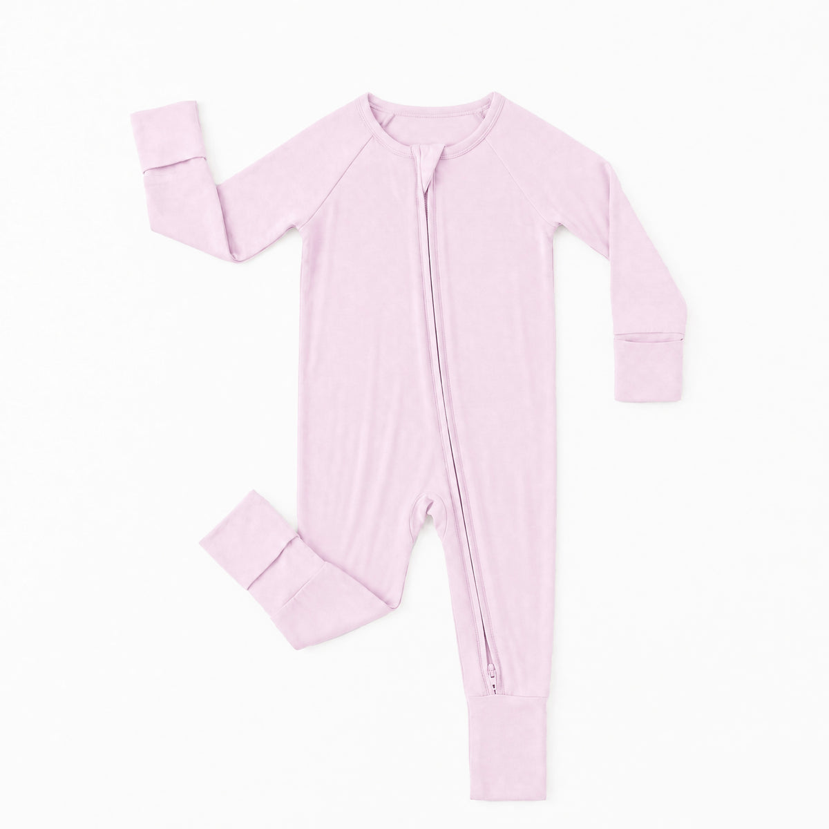 Soft Pink Solid Bamboo Zipper Romper Pajamas