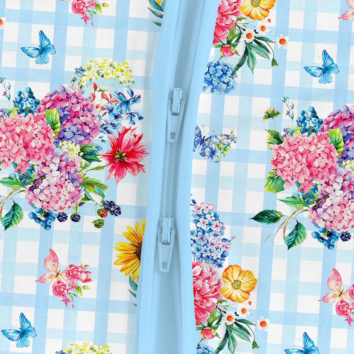 Gingham Garden Bouquet Bamboo Zipper Pajama Romper
