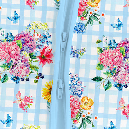 Gingham Garden Bouquet Bamboo Zipper Pajama Romper