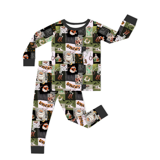 Halloween two-piece pajama set design - kids apparel two-piece pajama set with custom design - kids wear front view