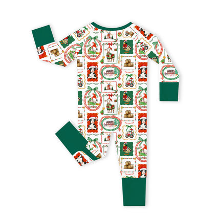 Christmas Farm Animals Baby Bamboo Zipper Pajama Romper