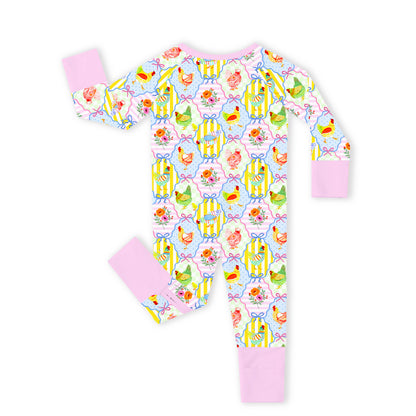 Pastel Country Coop Bamboo Zipper Pajama Romper