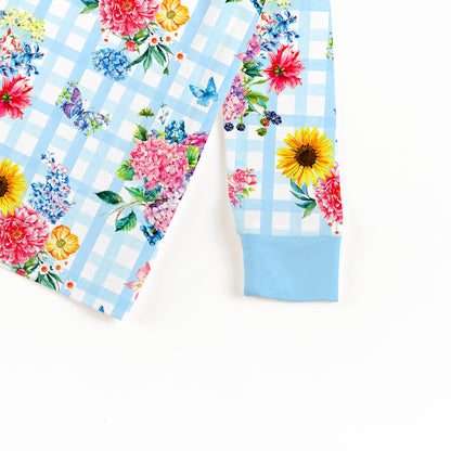 Gingham Garden Bouquet Kids Bamboo Two-Piece Pajama Set