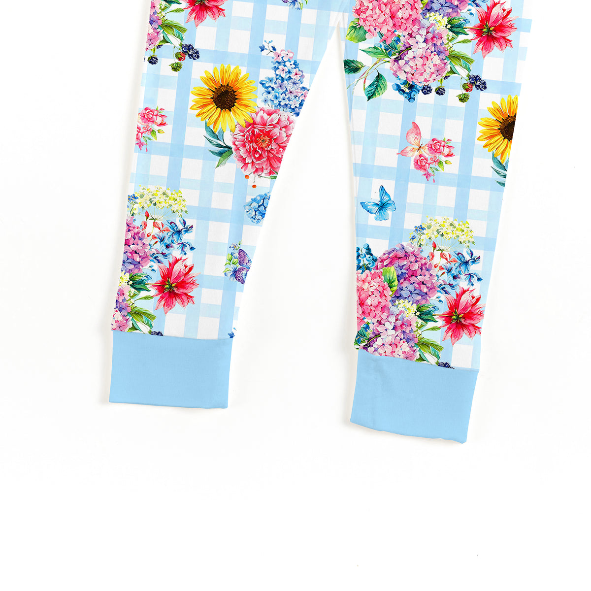 Gingham Garden Bouquet Kids Bamboo Two-Piece Pajama Set