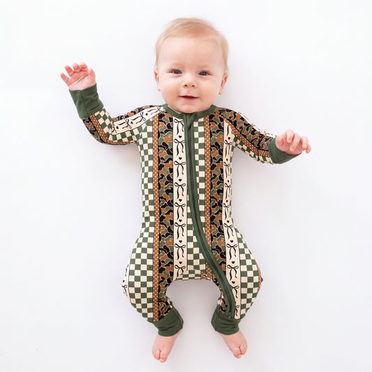 Coquette Forest Camo Bamboo Zipper Pajama Romper