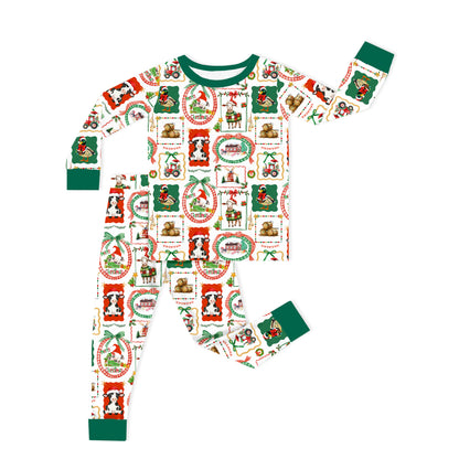 Christmas Farm Animals Kids Bamboo Two-Piece Pajama Set