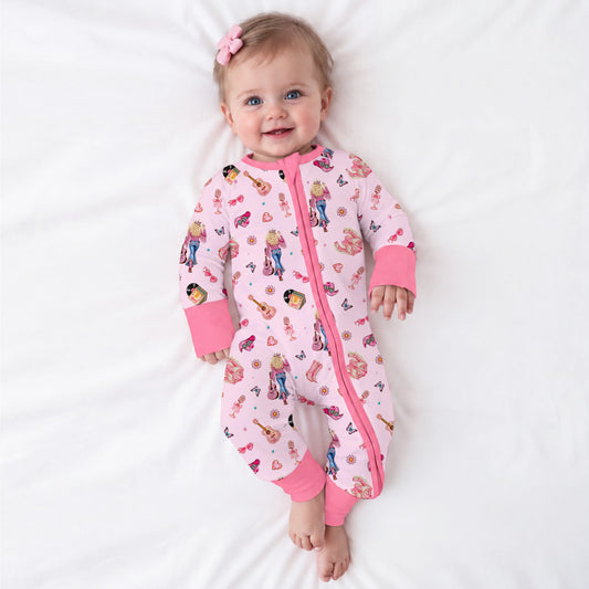Pink Cowgirl Dreams Bamboo Zipper Romper Pajamas