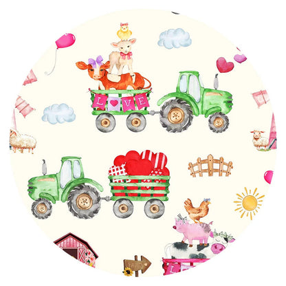 Valentine Farm Adventure Ride and Hearts Pink Bamboo Zipper Romper Pajamas