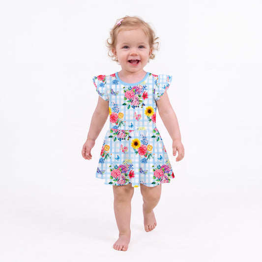 Robe bébé à manches longues en bambou et papillon