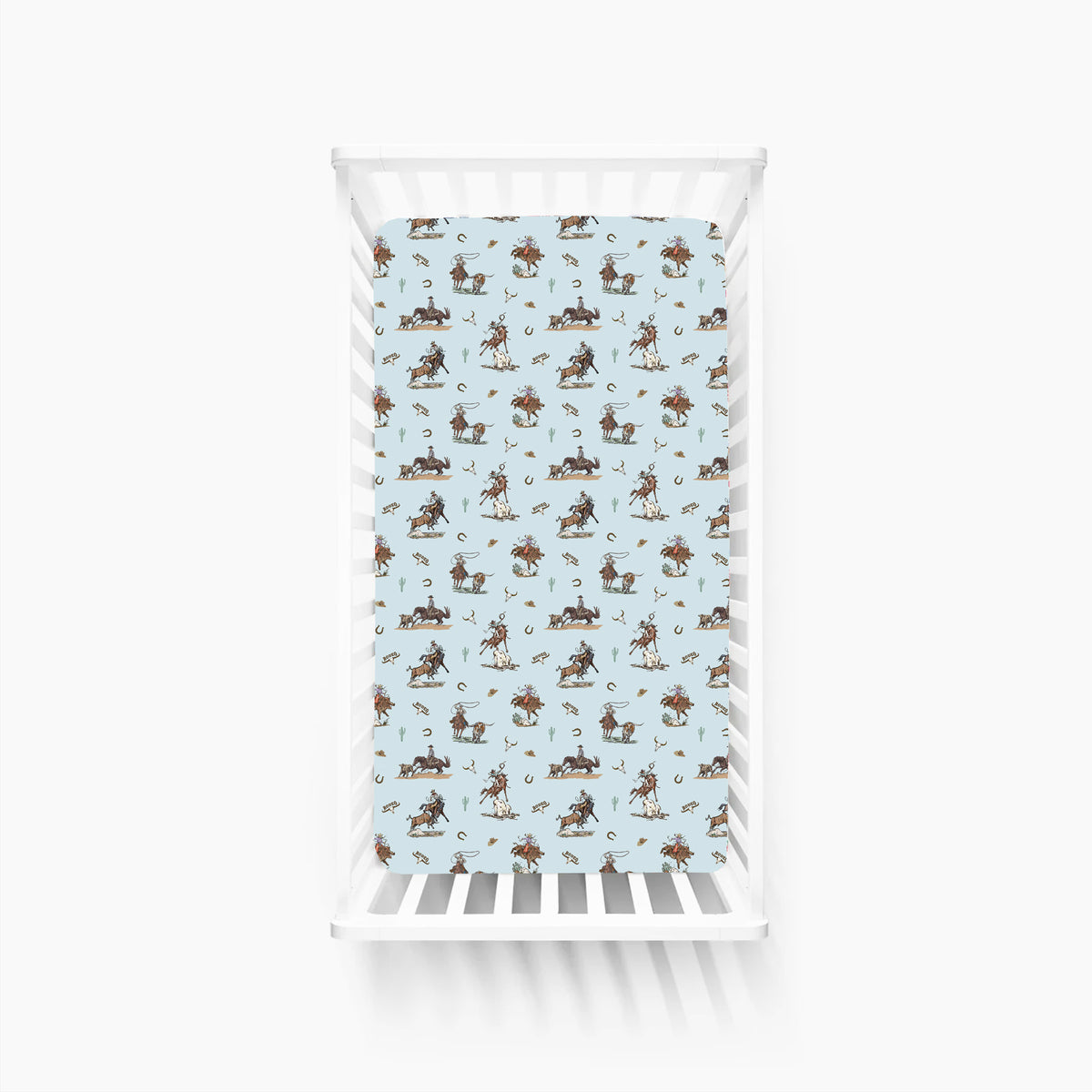 Vintage Western Rodeo Bamboo Fitted Crib Sheet