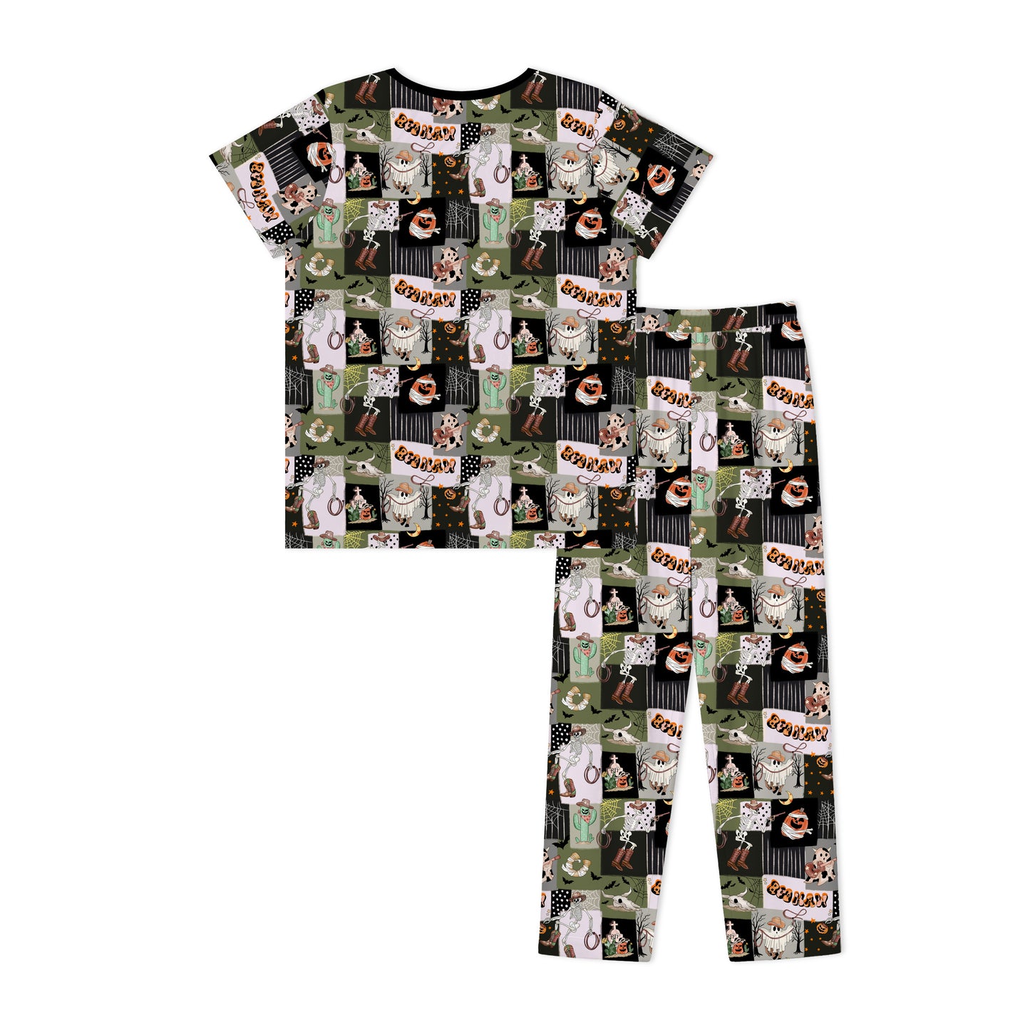 Halloween Western Cowboy Patchwork Print Bamboo Mens Pajamas Set bamboo clothing design - baby apparel bamboo clothing with custom design - baby wear front view