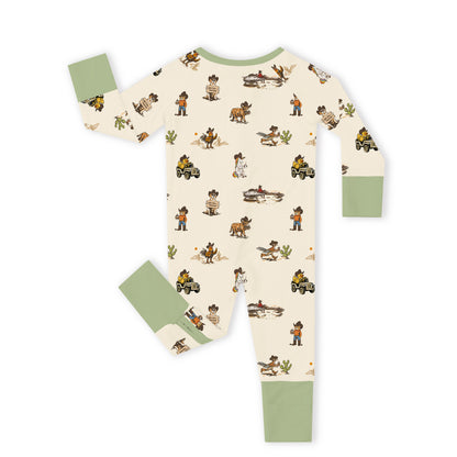 Yeehaw Critters Sage Bamboo Zipper Pajama Romper