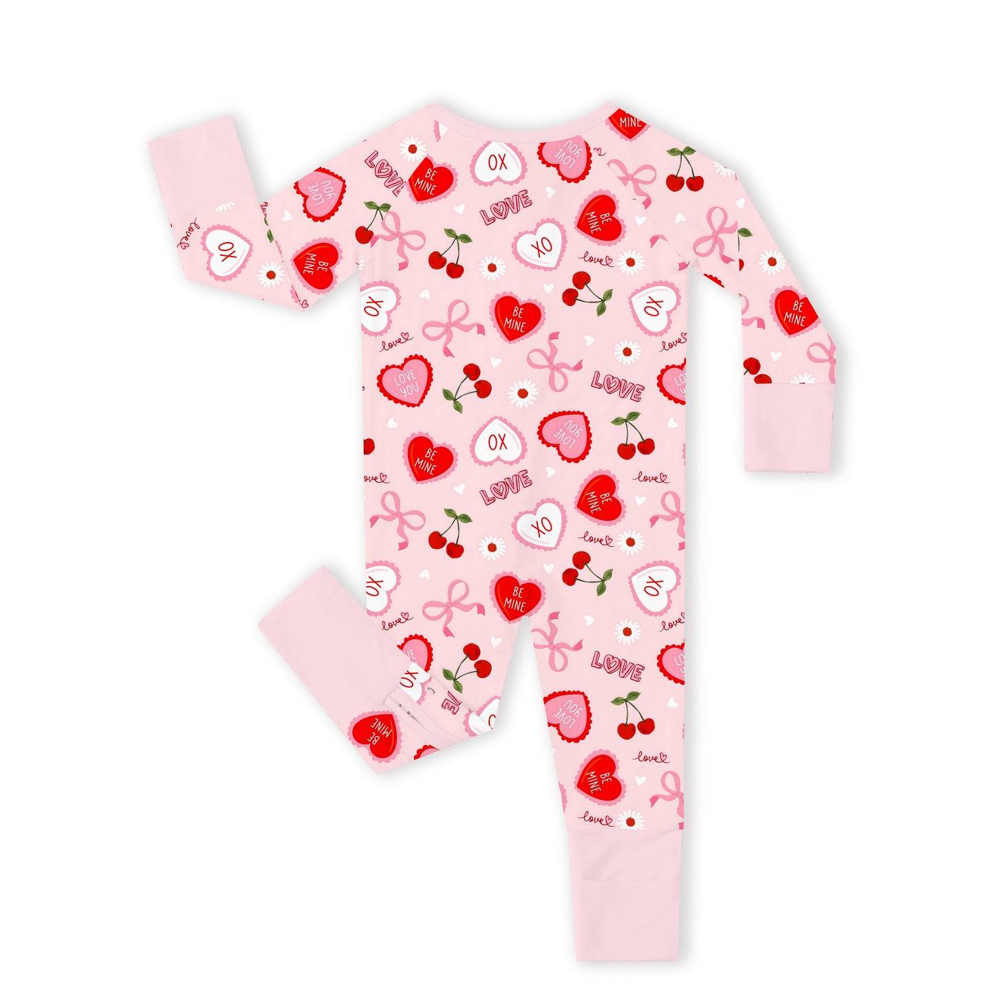 Sweetheart Cherry Hearts Bamboo Zipper Pajama Romper