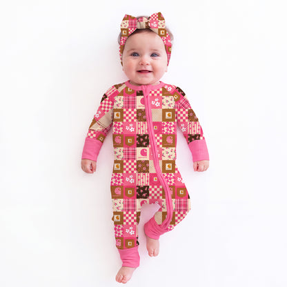 Sweet Utility Blossom Bamboo Zipper Romper Pajamas