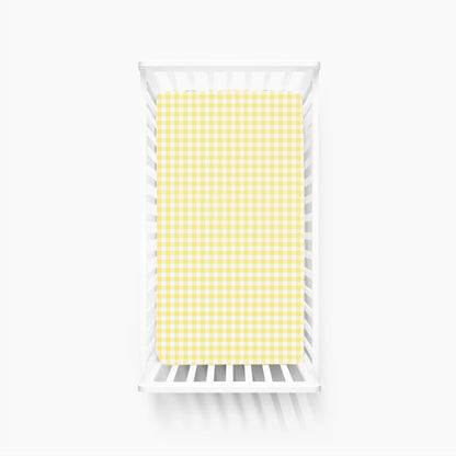 Classic Sunshine Gingham Yellow Bamboo Fitted Crib Sheet