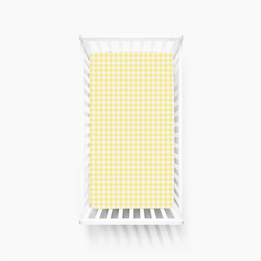 Classic Sunshine Gingham Yellow Bamboo Fitted Crib Sheet