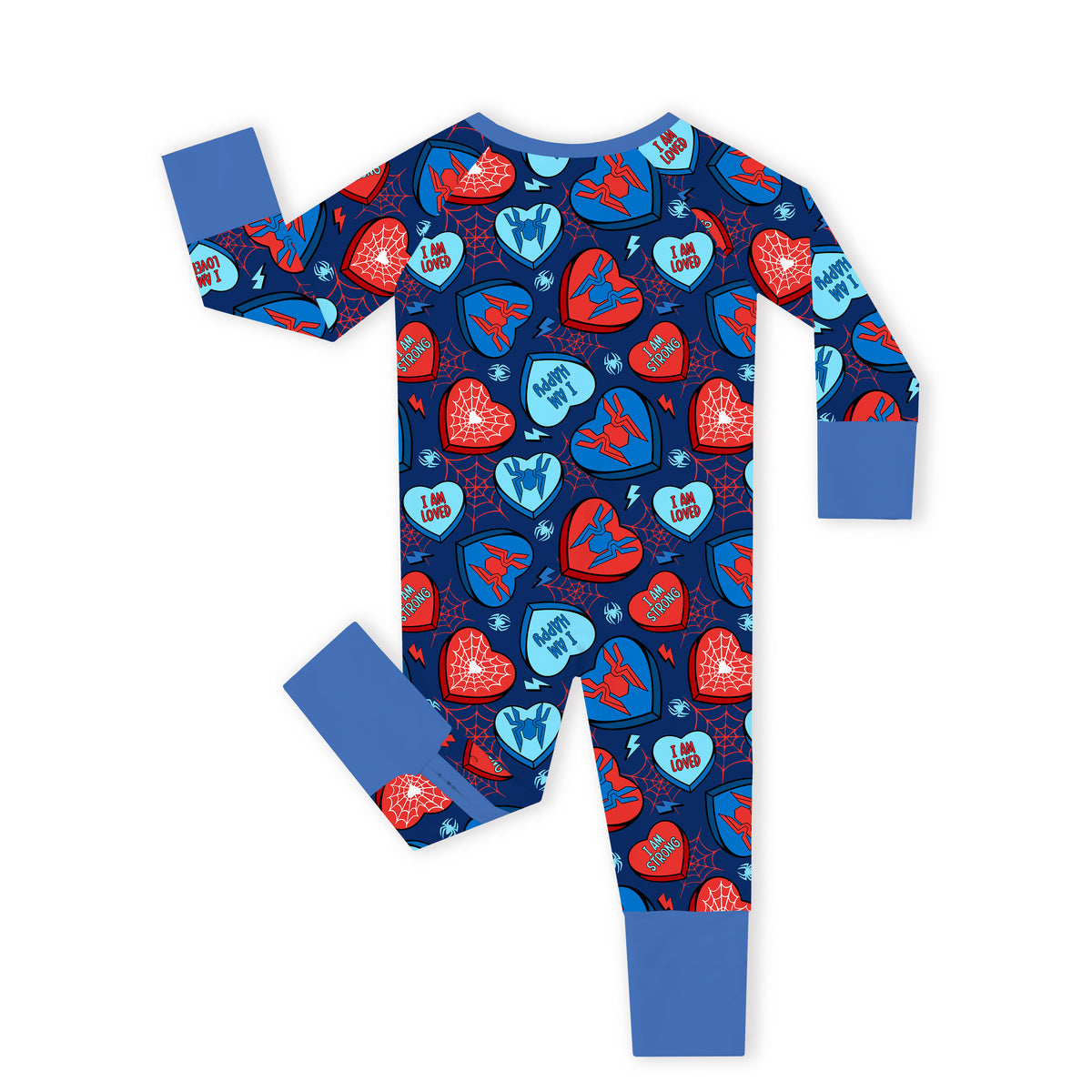 Hero Hearts Bamboo Zipper Romper Pajamas