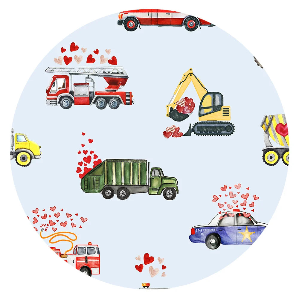 Valentine Hearts on Wheels Bamboo Baby Bib