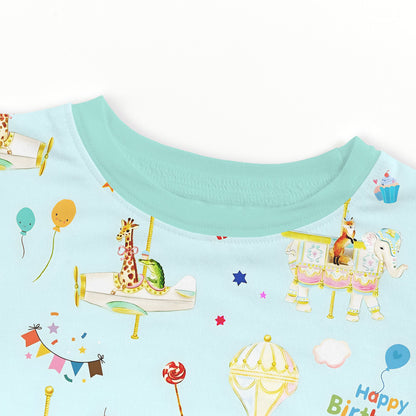 Animals Carnival Fun and Birthday Carousel Bamboo Two-Piece Pajama Set