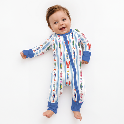 Coastal Catc Baby Bamboo Zipper Pajama Romper