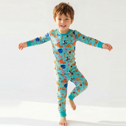 Marine Animals Kids Bamboo Two-Piece Pajama Set