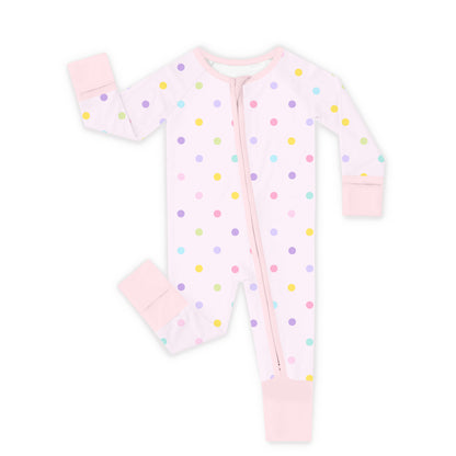 Pastel Dot Dreams Bamboo Zipper Romper Pajamas