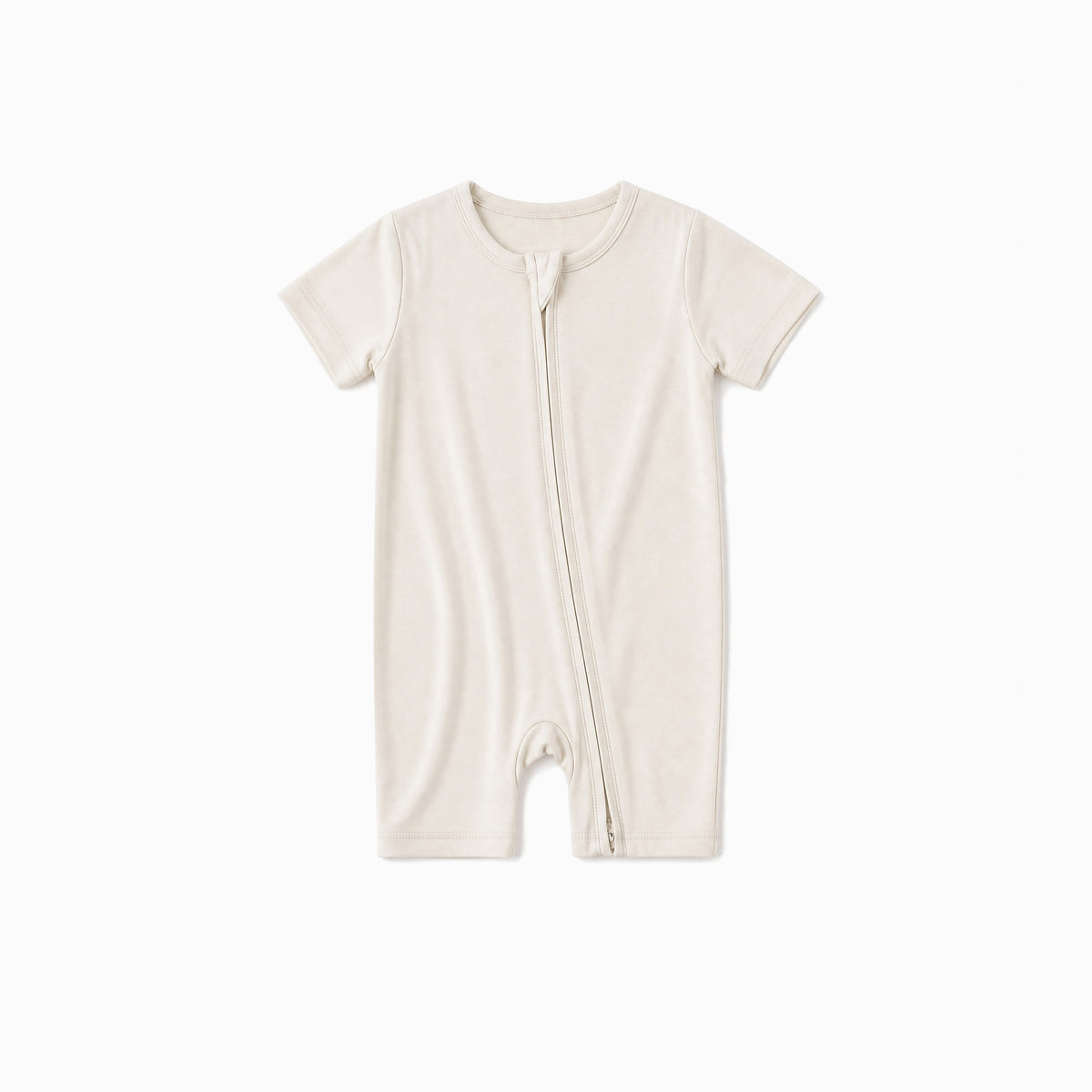 Baby Bamboo Zipper Pajama Romper Oat Milk Solid