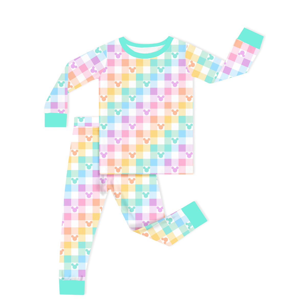 Pastel Magic Check Kids Bamboo Two-Piece Pajama Set